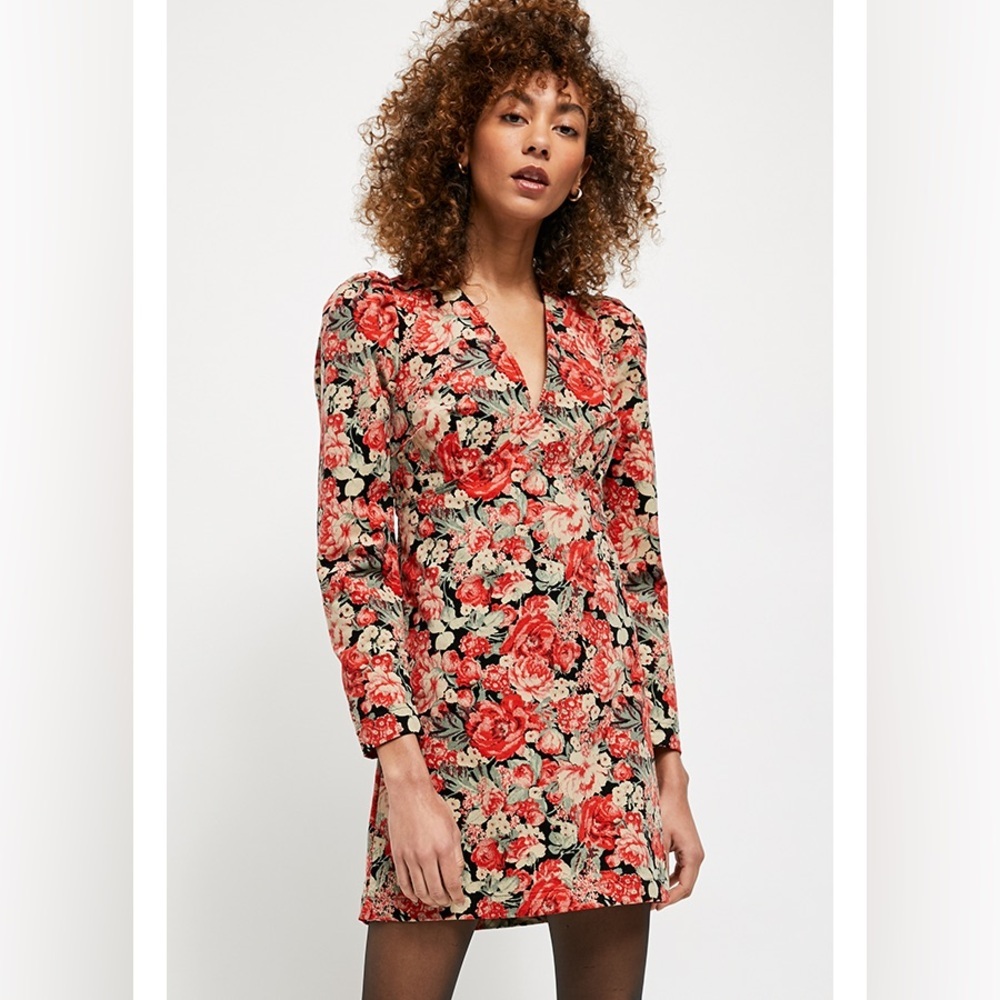 NWT free people Kapowski Floral Puff-Sleeve Mini Dress - Picture 2 of 7